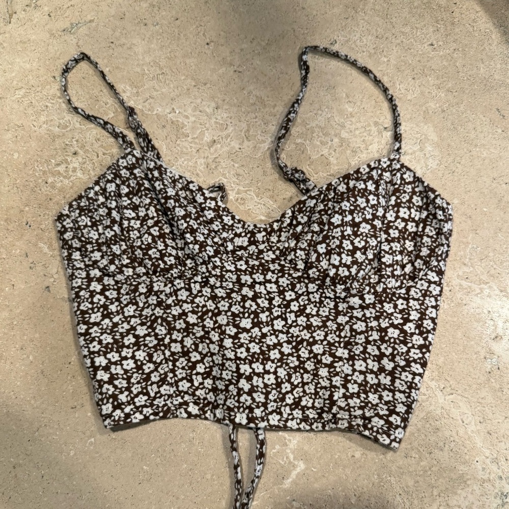 RSQ Brown and White Floral Camisole